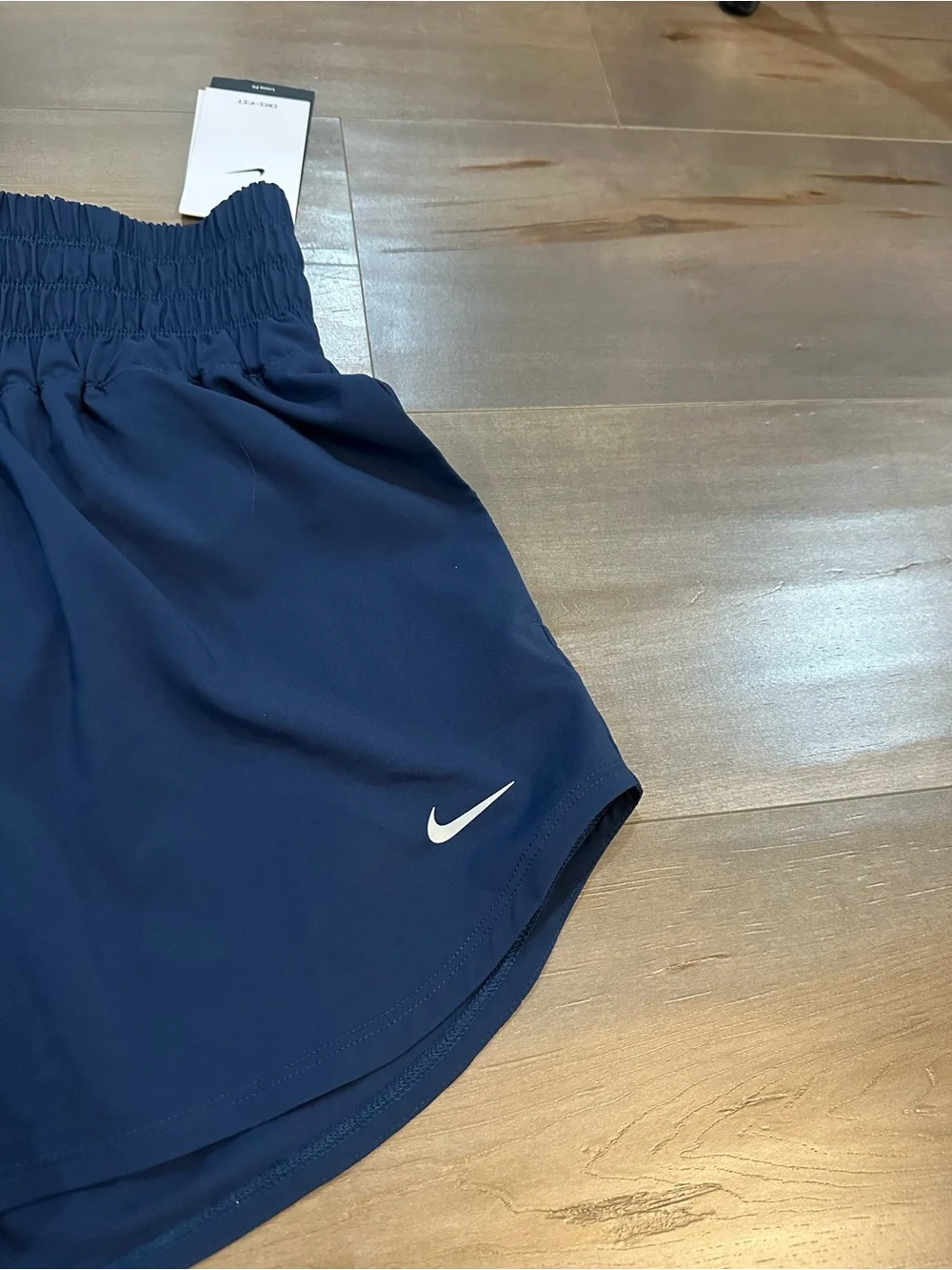 Nike Women's Navy Smocked-Waist Athletic Shorts